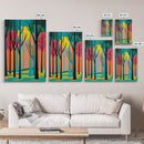 Vintage Style Art, Framed Canvas Prints, Lake and Pine Tree Forest Landscape, Florida Everglades at Sunset,  Pop Art