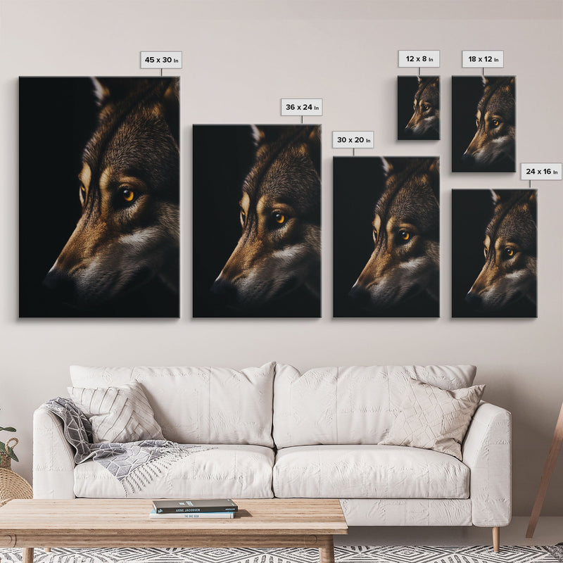 Animal Prints, Timber Wolf, Portrait Of A Wolf, Framed Canvas Print, Wolf Photography Art, Timber Wolves Art