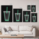 Disposable Plastic Cup Wall Art, Green Cup, Kitchen Wall Art, Minimalist Print, Wall Decor, Canvas Print, Wall Art, Framed Canvas