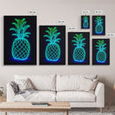 Green Neon Lights Pineapple Wall Decor, Fruit Art, Kitchen Wall Art, Minimalist Print, Wall Decor, Canvas Print, Wall Art, Framed Canvas