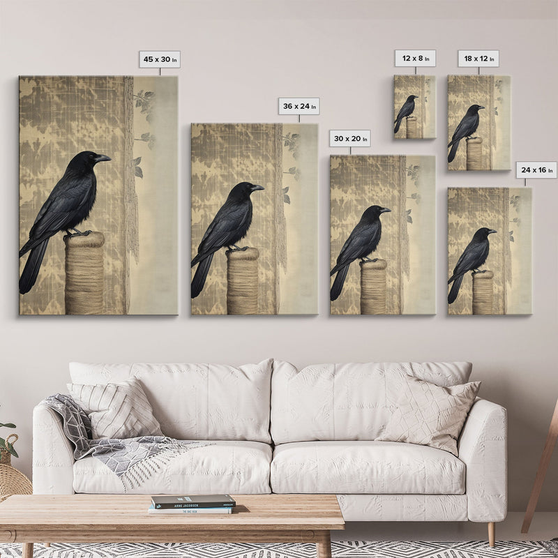 Black Bird Wall Art, Crow Wall Decor, Animal Wall Art, Nature Print, Modern Print, Wall Decor, Canvas Print, Wall Art, Framed Canvas