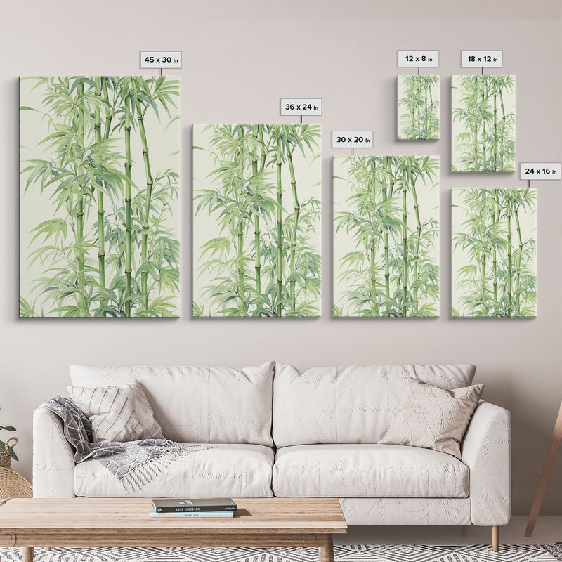 Wabi Sabi Bamboo Wall Art Print, Zen Decor, Zen Wall Art, Botanical Print, Bamboo Painting, Meditation Decor, Bamboo Decor, Framed Canvas