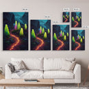 Magical forest canvas print, glowing mushroom art, fantasy forest wall art, gloomy dark home decor, luminescent forest trail wall art