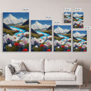 Colorful fields of flowers in the Swiss alps, framed canvas art, canvas print, beautiful wall decor