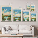 Biscayne National Park, Framed Wall Art Canvas Print, Travel Poster, Florida Travel Art, Roadtrip Decor, Cool Art, Retro State Park Art