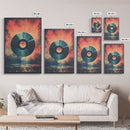 Vinyl Record Wall Art, Framed Canvas Print, Retro 1980s Style Wall Decor, Gift For Him, Gift For Audiophile