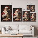 Santa Claus And His Belgian Malinois, Christmas Wall Art, Dog Gift, Christmas Dog, Winter Wall Art, Santa Decor, Santa Art Print, Cute Dog