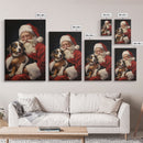 Santa Claus And His Beagle, Christmas Wall Art, Dog Gift, Christmas Dog, Winter Wall Art, Santa Decor, Santa Art Print, Cute Dog Print