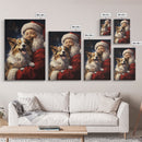Santa Claus And His Corgi, Christmas Wall Art, Christmas Dog, Winter Wall Art, Santa Decor, Santa Art Print, Farmhouse Christmas