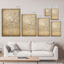 Austin Map Print Canvas or Poster, Texas Map Art, Texas Map Print, Vintage Austin Texas Map Framed Art, Retro / Distressed Office Art