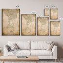 Vintage Bali Indonesia City Map Wall Art Canvas Print, Distressed Style Bali Map, Framed Wall Art, Cool Bali Travel Wall Art, Office Art