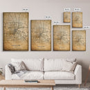 Distressed Houston map print poster canvas print, framed road map art, Texas map print poster canvas, Houston city map print poster canvas