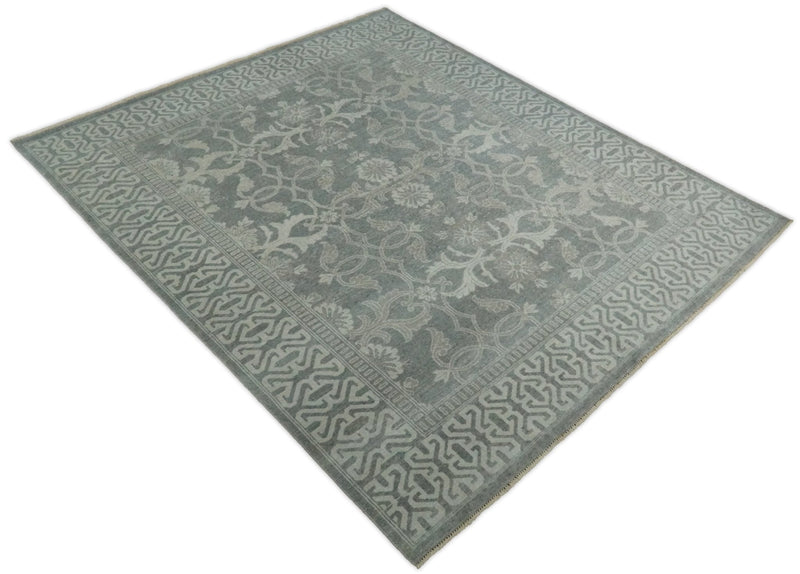 2x3 and 8x10 Hand Knotted Wool Blend Silver and Brown Area Rug  | EMP2