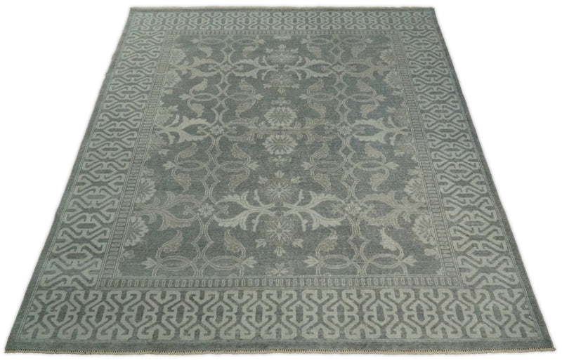 2x3 and 8x10 Hand Knotted Wool Blend Silver and Brown Area Rug  | EMP2