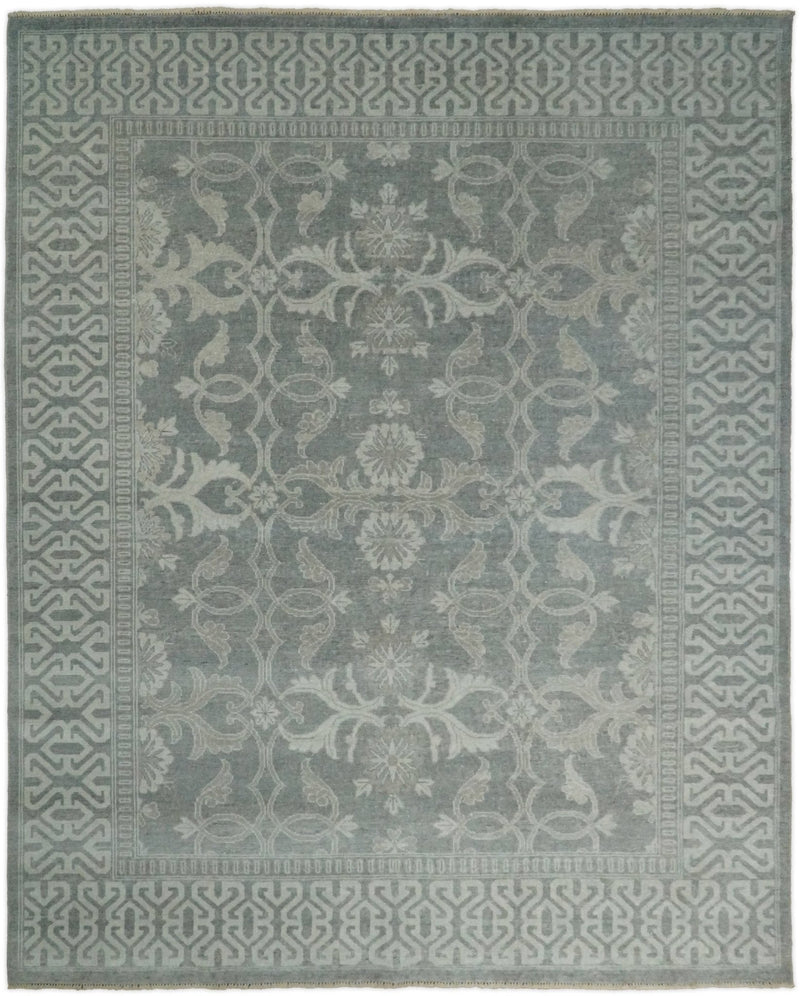 2x3 and 8x10 Hand Knotted Wool Blend Silver and Brown Area Rug  | EMP2