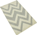 Gray and Beige Chevron Dhurrie Area Rug - Flat Woven Contemporary