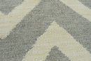 Gray and Beige Chevron Dhurrie Area Rug - Flat Woven Contemporary