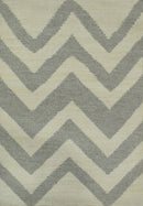 Gray and Beige Chevron Dhurrie Area Rug - Flat Woven Contemporary