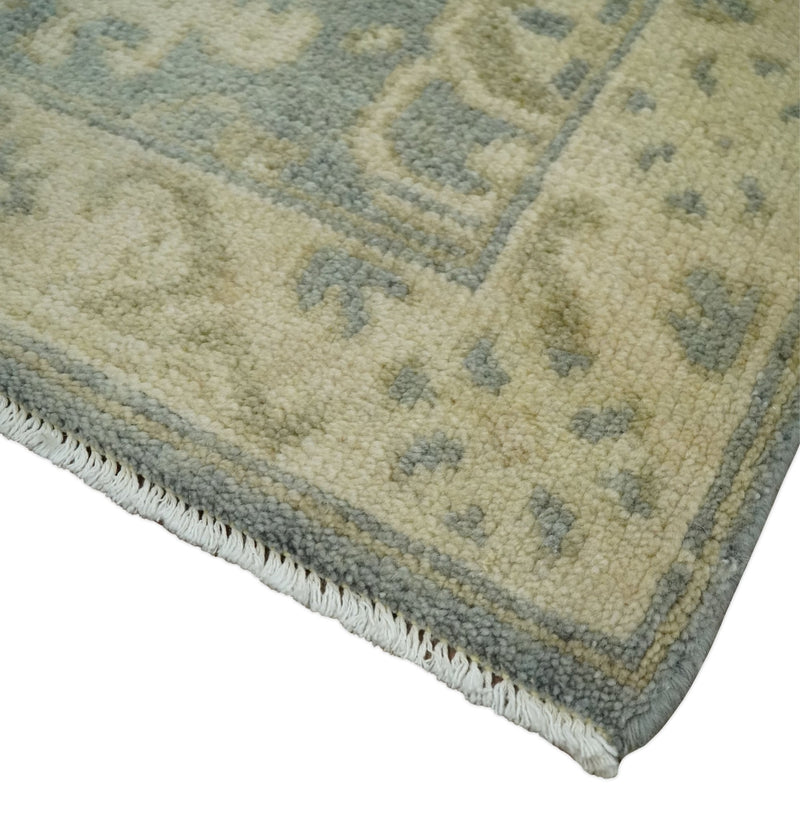 2x3 Hand Knotted Gray and Beige Traditional Persian Oushak Wool Rug | N7223