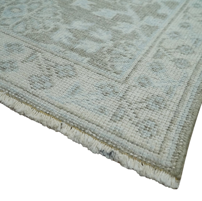 2x3 Hand Knotted Gray, Ivory and Silver Traditional Persian Oushak Wool Rug | N6323