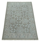 Hand Knotted Traditional Persian Oushak Wool Area Rug Gray Ivory Silver 2x3 Feet