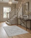 Hand Knotted Traditional Persian Oushak Wool Area Rug Gray Ivory Silver 2x3 Feet