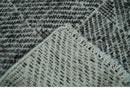 2x3 Hand Knotted Ivory and Charcoal Geometrical Design Wool Area Rug by The Rug Decor