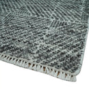 2x3 Hand Knotted Ivory and Charcoal Geometrical Design Wool Area Rug by The Rug Decor