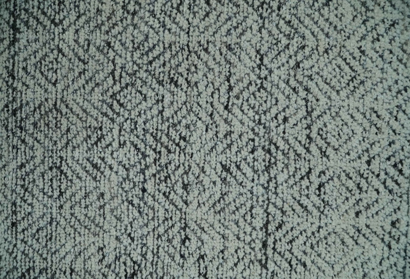2x3 Hand Knotted Ivory and Charcoal Stripes Tribal Pattern Wool Rug