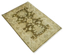 Hand-Knotted Traditional Oushak Wool Area Rug 2x3 - Olive Beige Gray by The Rug Decor