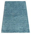 2x3 Hand Woven Solid Blue Rug, No Shedding | N8523