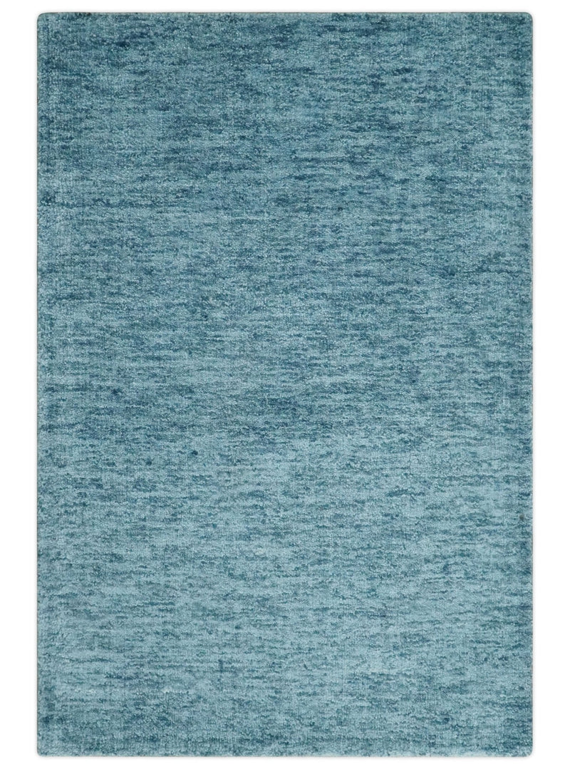 2x3 Hand Woven Solid Blue Rug, No Shedding | N8523