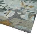 2x3 Handmade Abstract Design Silver, Ivory and Black made with fine wool Area Rug | TRDCP126523 by The Rug Decor