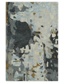 2x3 Handmade Abstract Design Silver, Ivory and Black made with fine wool Area Rug | TRDCP126523 by The Rug Decor