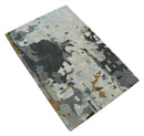 2x3 Handmade Abstract Design Silver, Ivory and Black made with fine wool Area Rug | TRDCP126523 by The Rug Decor