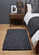 Charcoal Gray Felted Wool Round Pebble Area Rug 2x3 Reversible