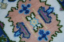 2x3 Ivory And Blue Oushak Hand Knotted Wool Rug