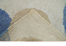 Hand Knotted Wool Area Rug Ivory Beige and Blue Polka Dot Pattern Kids Modern 2x3