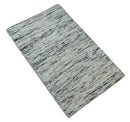 Area Rug 2x3 Charcoal Silver Ivory Modern Abstract Hand Loomed Wool Bamboo Blend