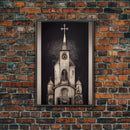 Gothic Church, Framed Canvas Print, Ready To Hang Framed Wall Art, Living Room Decor