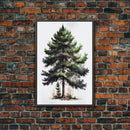 Pine Tree Watercolor Wall Art Canvas Print - Vibrant Colorful Nature Scene Artwork, lakehouse art
