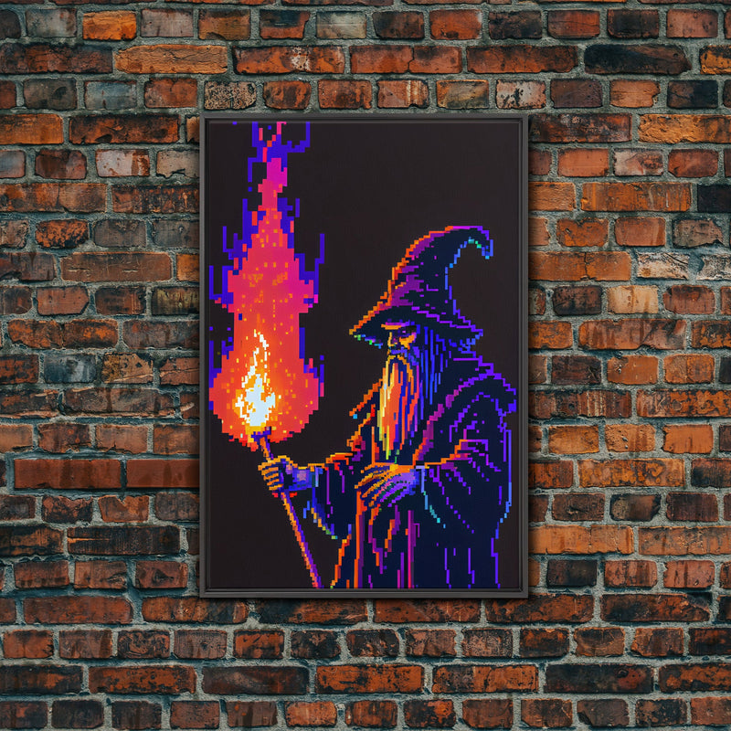 Angry Old Wizard Fire Scepter Gamer Fine Art Print, Wall Decor, Wall Poster, Wall Art Print