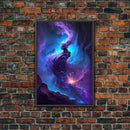 Oil paint print of outer space, framed canvas print, pastel space art