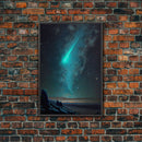 Shooting Star over an Arizona desert landscape, framed canvas print, milky way galaxy starry night sky art