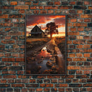 Country Lane Sunset Canvas Print, Country Roads, Dirt Road Art, Primitive Decor