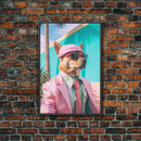 Shiba Inu Wall Print, Dog Wall Art, Dog With Shades, Pink Suit, Funny Wall Art, Framed Wall Art, Framed Canvas, Wall Print, Wall Canvas
