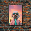 Poodle Wall Print, Dog Wall Art, Dog Sunglasses, Dog In Pink Suit, Funny Art, Framed Wall Art, Framed Canvas, Wall Print, Wall Canvas