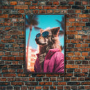 Sheepdog Pink Hoodie Jacket Wall Print, Animal Wall Art, Dog Portrait, Dog Art Print, Framed Wall Art, Framed Canvas, Wall Print