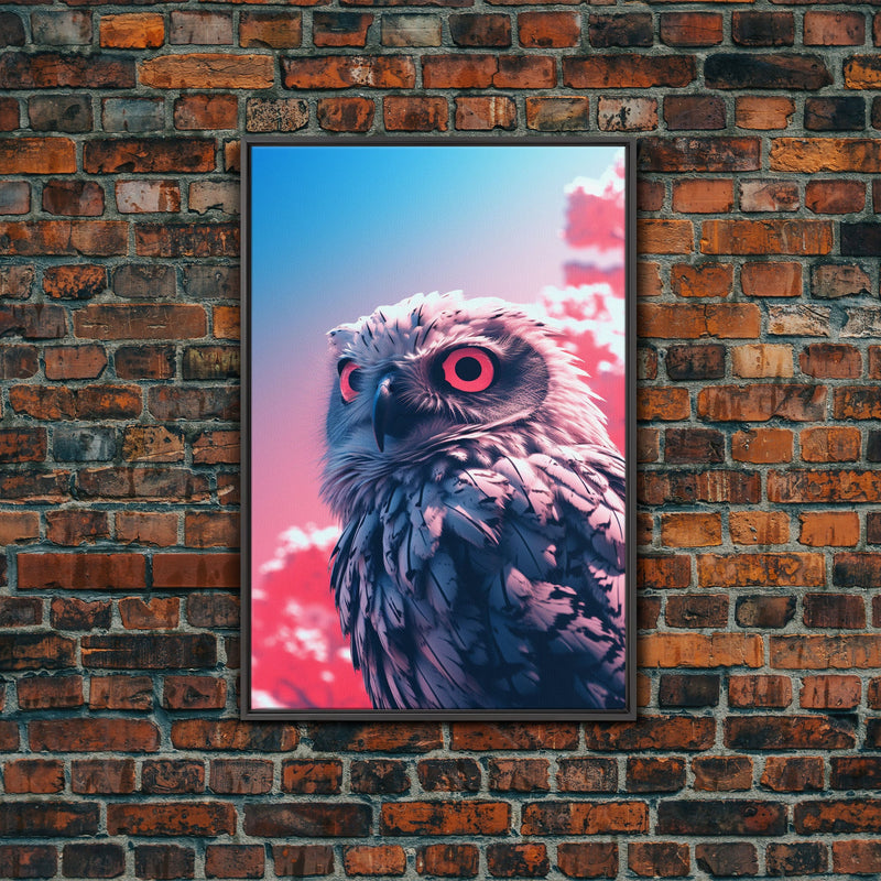 White Owl Wall Print, Animal Art Print, Pink Art, Wildlife Art, Bird Wall Art, Framed Wall Art, Framed Canvas, Wall Print, Wall Canvas