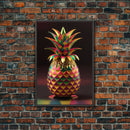 Metallic Pineapple Pop Art, Framed Canvas Print, Unique colorful wall art, Fruit Art